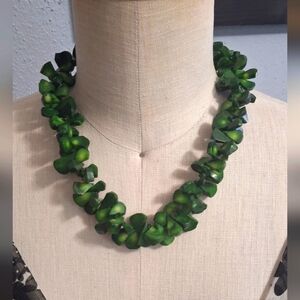 Green Bamboo Coral Beaded Necklace